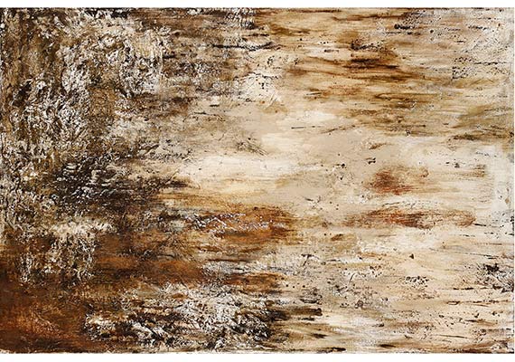 Pigmente, Acryl, oxydiertes
Eisen, Sand, Strukturpaste auf
Leinwand, 120x80cm