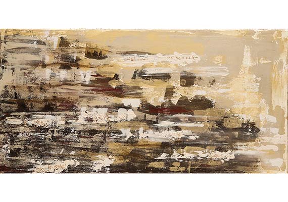 Pigmente, Acryl, oxydiertes
Eisen, Sand und Eierschalen auf
Leinwand, 120x60cm           