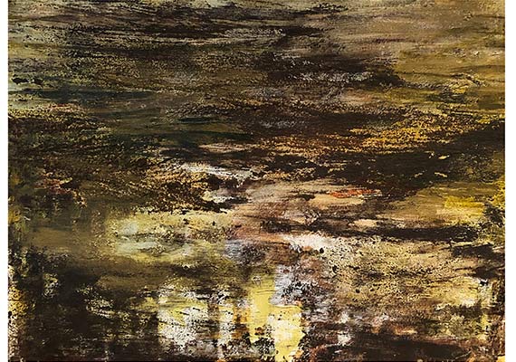 Pigmente, Acryl, oxydiertes
Eisen, Sand, Tusche auf Papier, 40x28cm